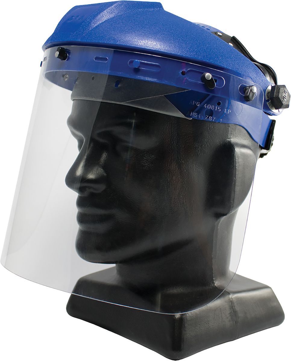 Safety Visor, Clear Lens, One Size, Polycarbonate, 0.06" Thickness, Flat Shape