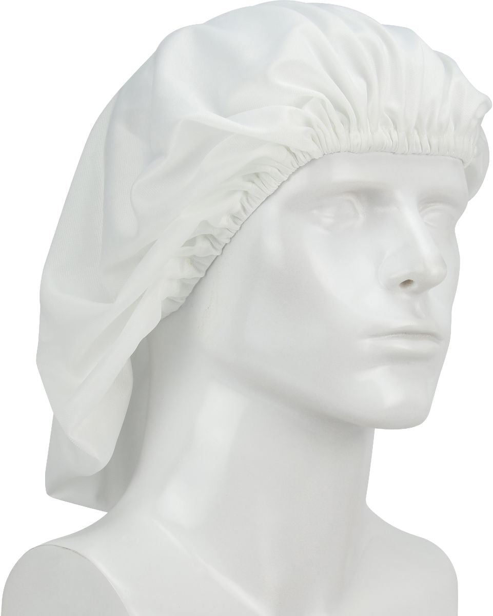 Uniform Technology™ Bouffant Cap, White, Tricot, Elastic Closure, 21" Length