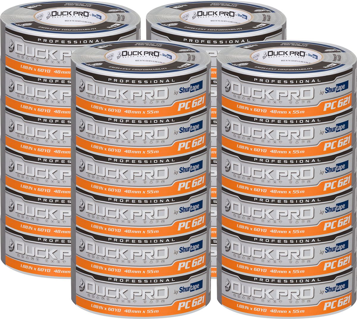 General Purpose Duct Tape 2" x 60 Yards (24-Roll Pack), Duct Tape, General Purpose, Silver, 11mil Thickness