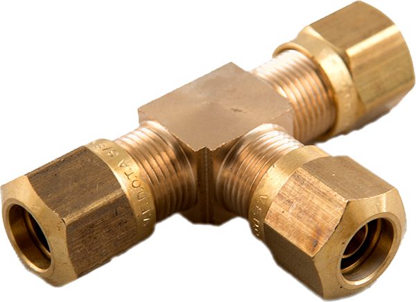 ALKON DOT Air Brake Quick Connect Union Tee – 3/8" Tube – Brass Fitting – AQ62-DOTS-4