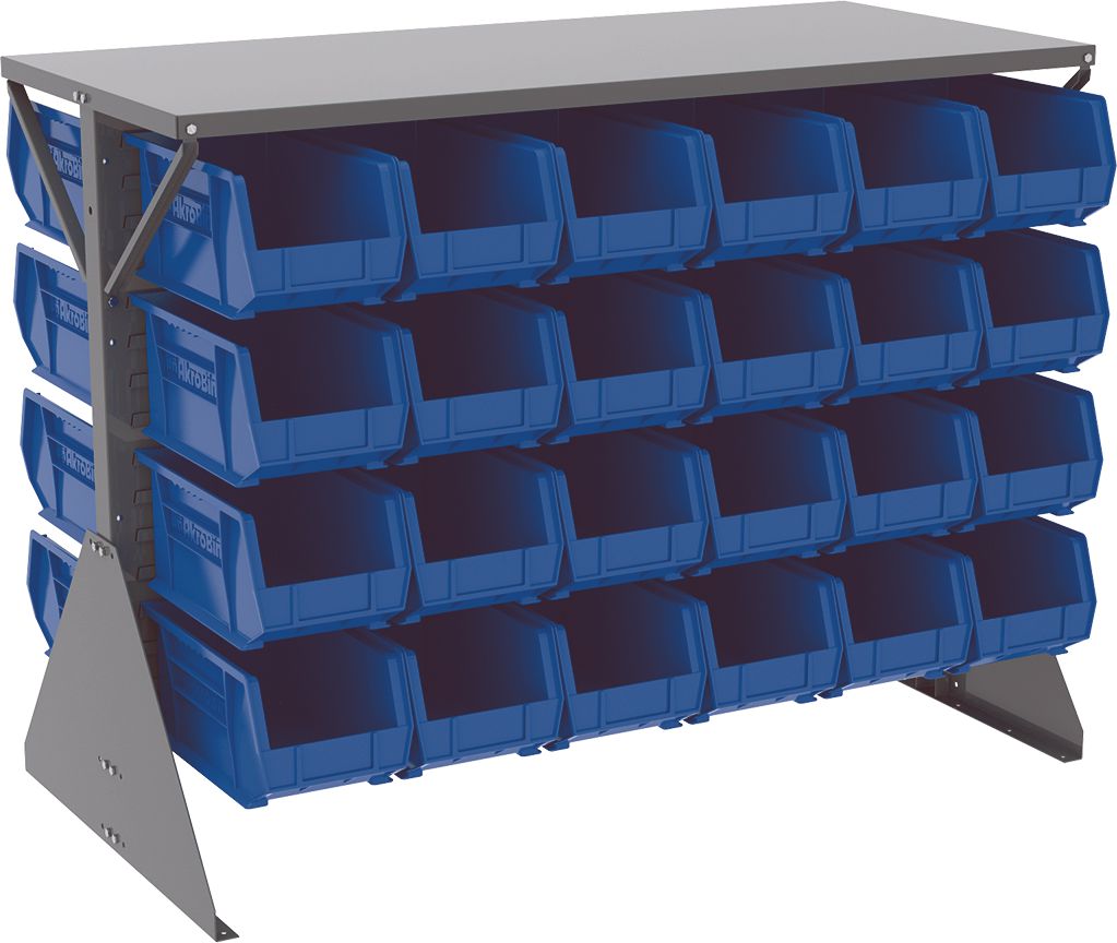 Louvered Low Profile Floor Rack, Double-Sided, 48 Blue Bins – Lawson ...