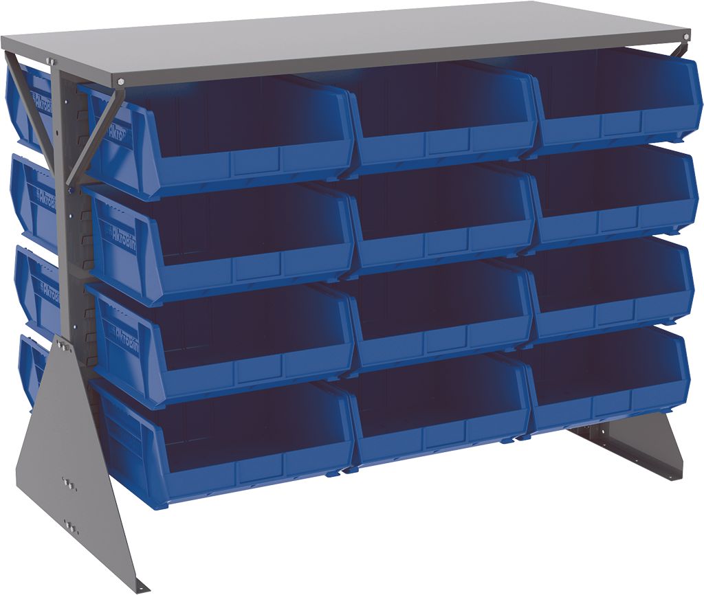 Louvered Low Profile Floor Rack, Double-Sided, 24 Blue Bins – Lawson ...