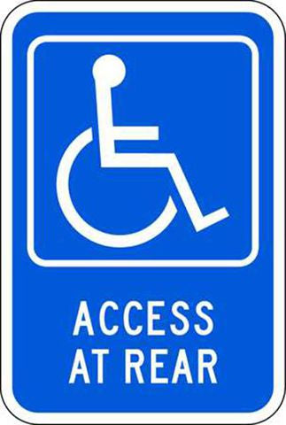 Eco Parking Sign, Handicap, Access at Rear – Lawson Products