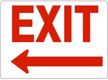 Exit Left Arrow Sign, Plastic .040 – Lawson Products
