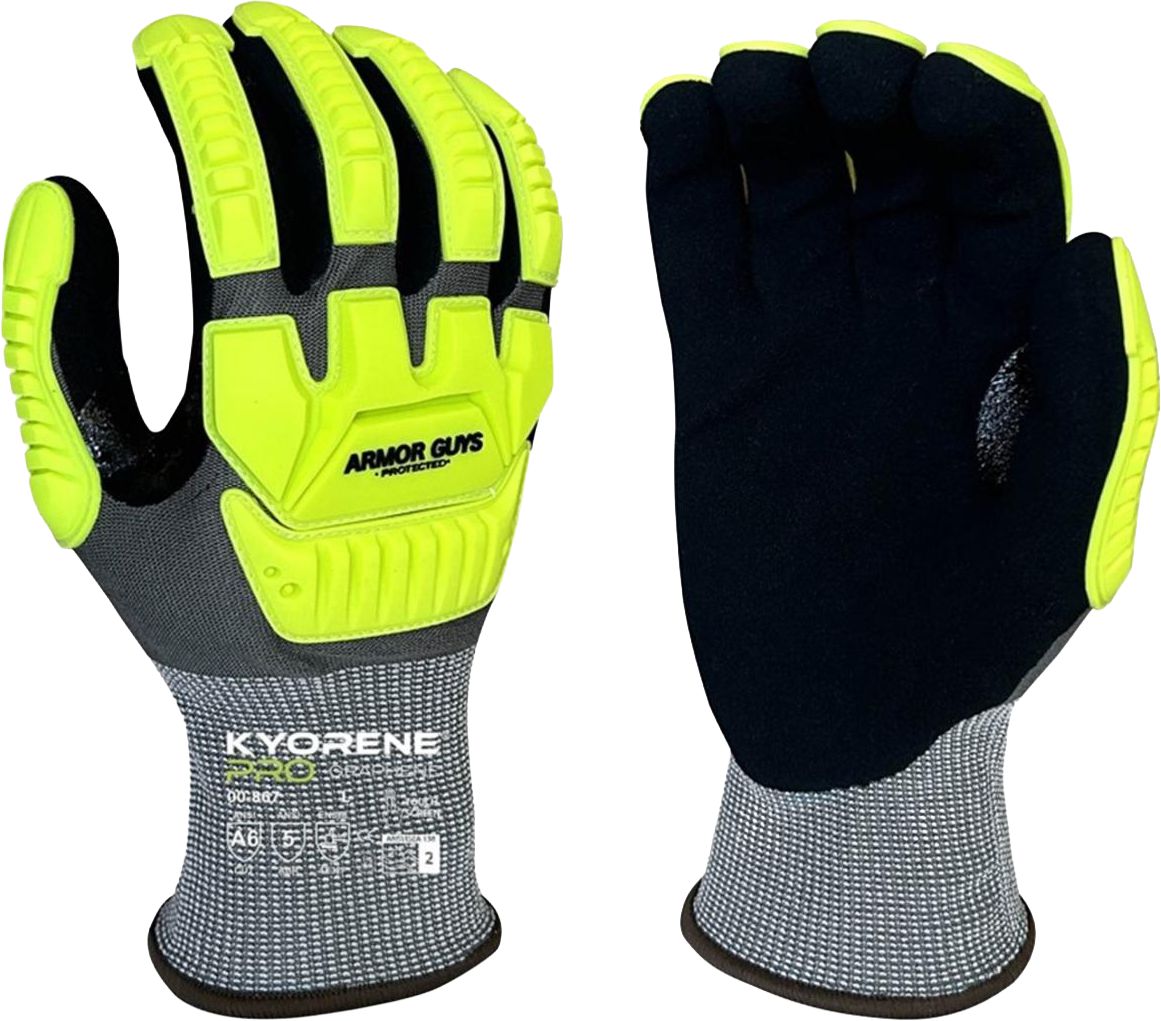 Kyorene Pro Cut Resistant Gloves, Gray, Large, Cut Resistant Gloves, Black HCT Micro Foam Nitrile Palm Coating, 15-Gauge