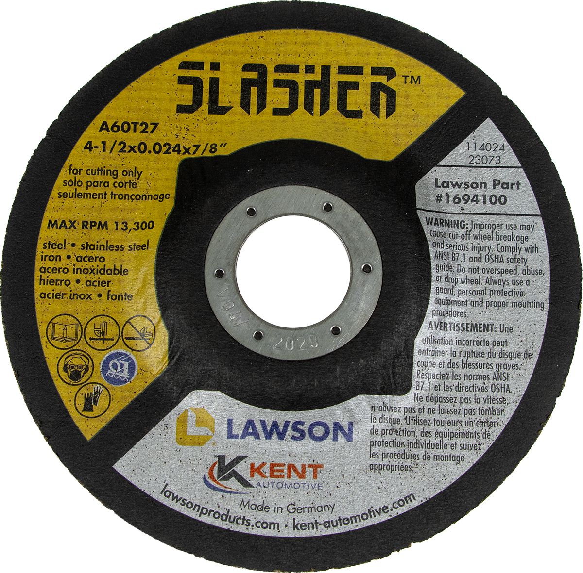 Slasher Ultra-Thin Cut-Off Wheel, All Steel, 4-1/2" X .024" X 7/8" 10pk, Slasher Cut-Off Wheel, All-Steel Cutting