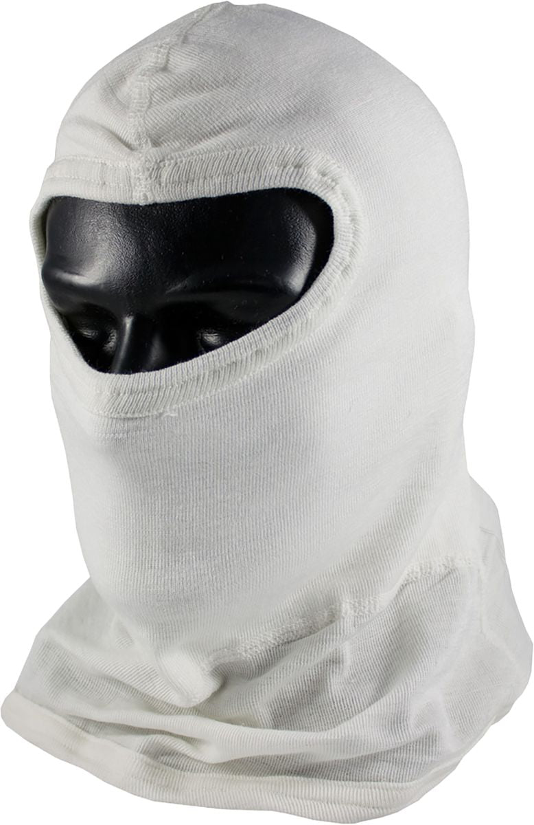 Nomex® Balaclava with Bib, White, One Size, Nomex, 2-Layers, Slit Eye Coverage
