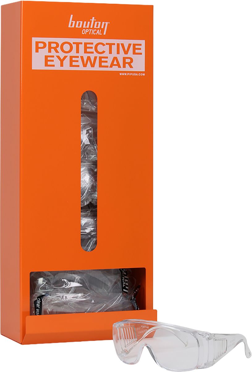 Bouton® Optical Eyewear Dispenser, Orange, One Size, 18-Gauge Steel, Wall Mount, Powder Coated, Holds 12-Safety Glasses