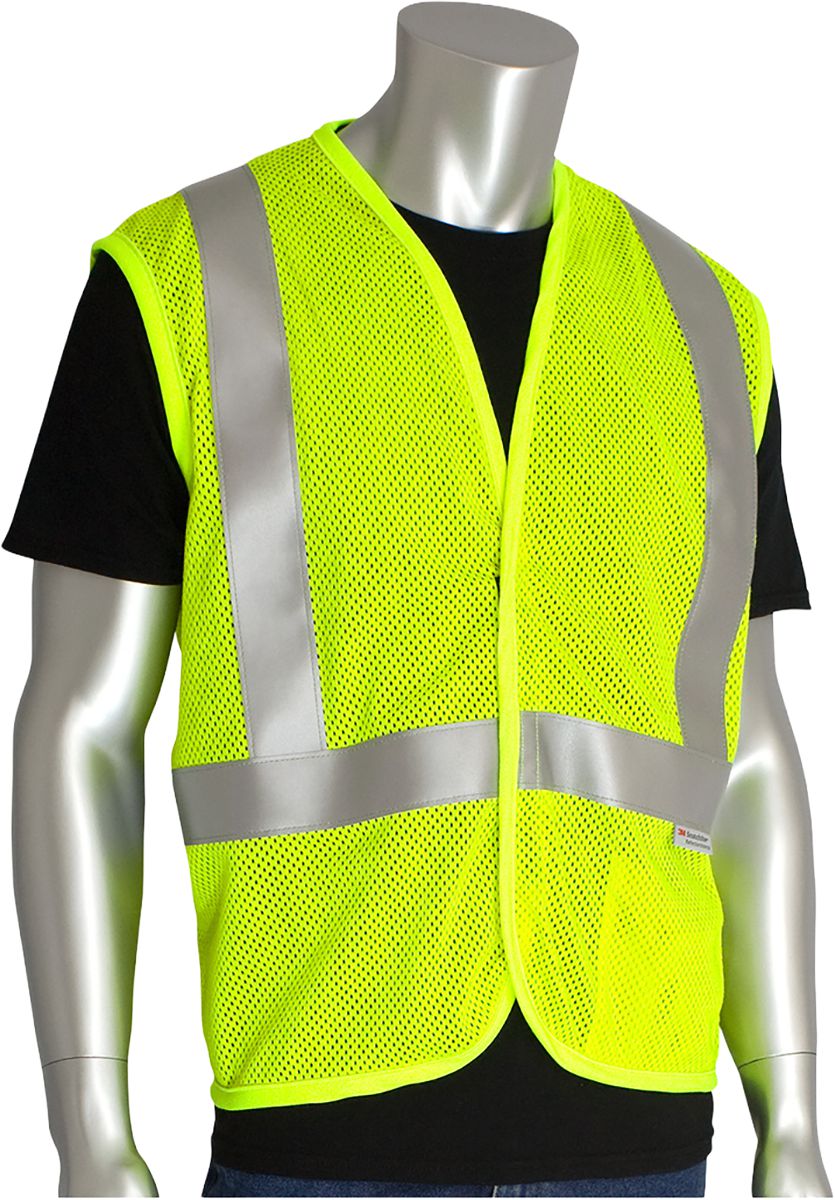 AR/FR Mesh Vest, Hi-Viz Yellow, Small, 6.2 Oz., GlenGuard Modacrylic, Class 2, Type R, Flame Resistant Mest Vest