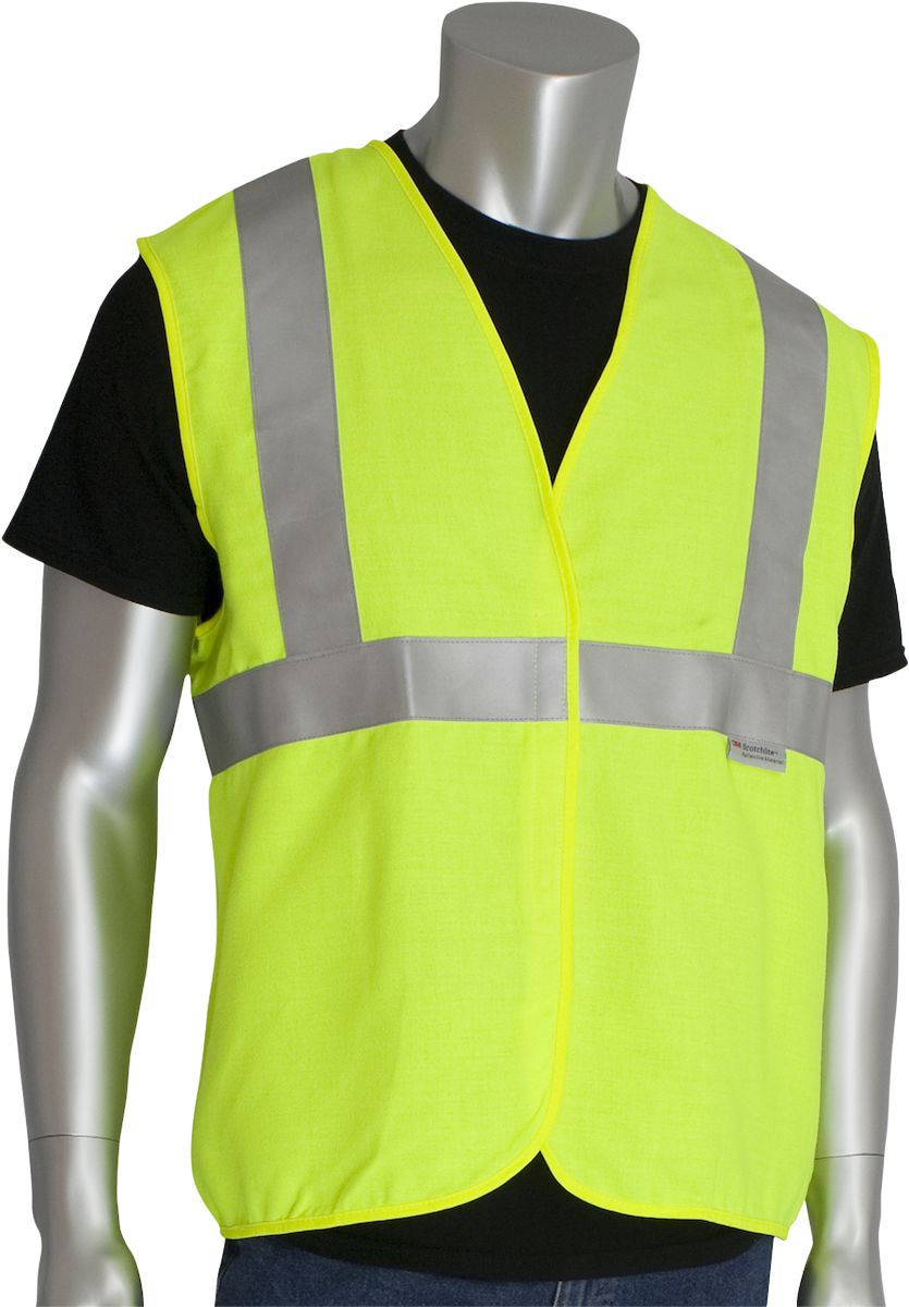AR/FR Solid Vest, Hi-Viz Yellow, 2X-Large, Solid Westex DH, Class 2, Type R, Hook and Loop Closure