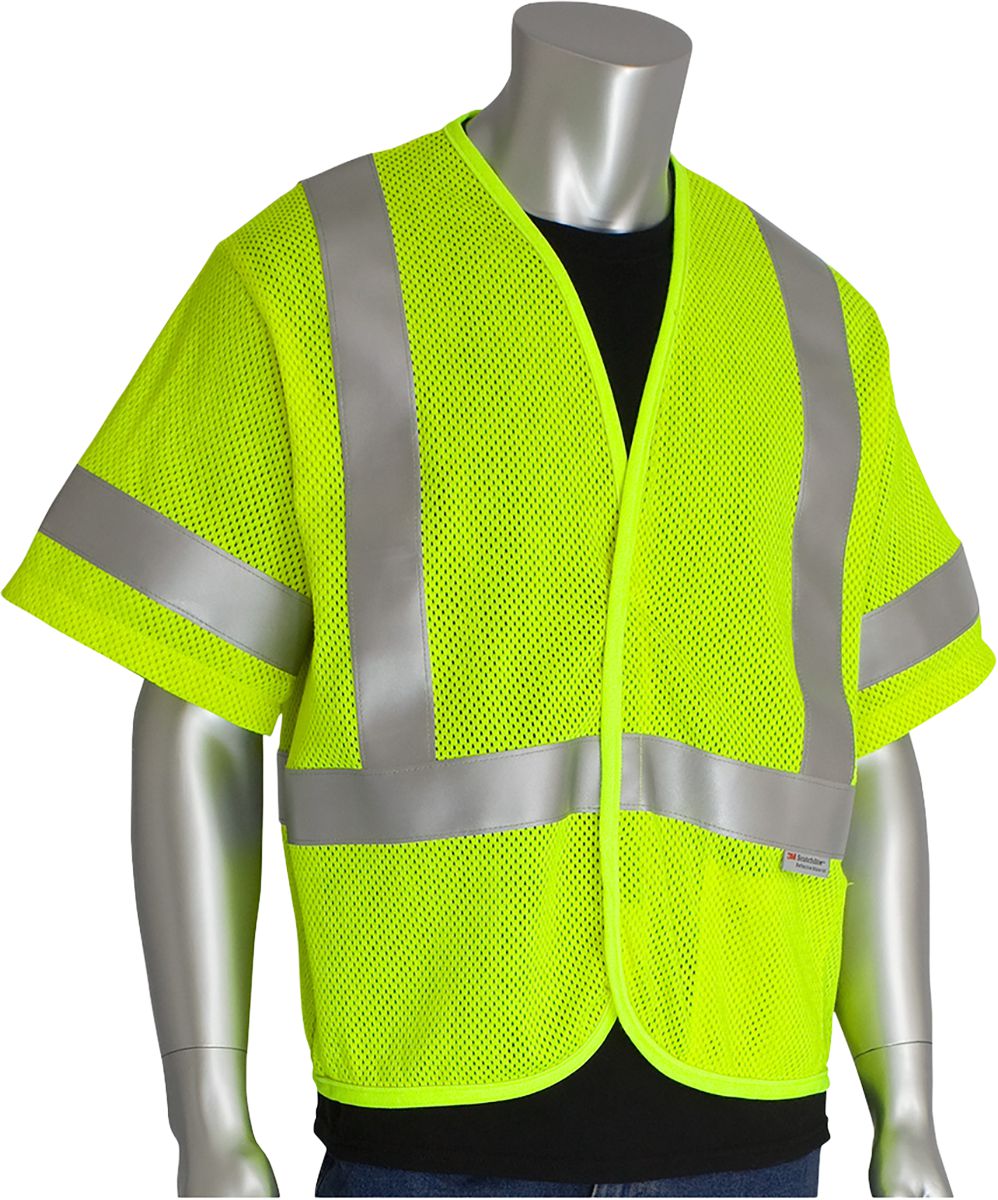 AR/FR Mest Vest, Hi-Viz Yellow, 4X-Large, 6.2 Oz., GlenGuard Modacrylic, Class 3, Type R, Flame Resistant Mest Vest
