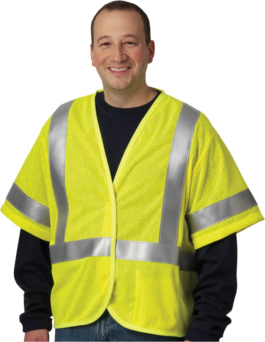 AR/FR Mest Vest, Hi-Viz Yellow, 4X-Large, 6.2 Oz., GlenGuard Modacrylic, Class 3, Type R, Flame Resistant Mest Vest