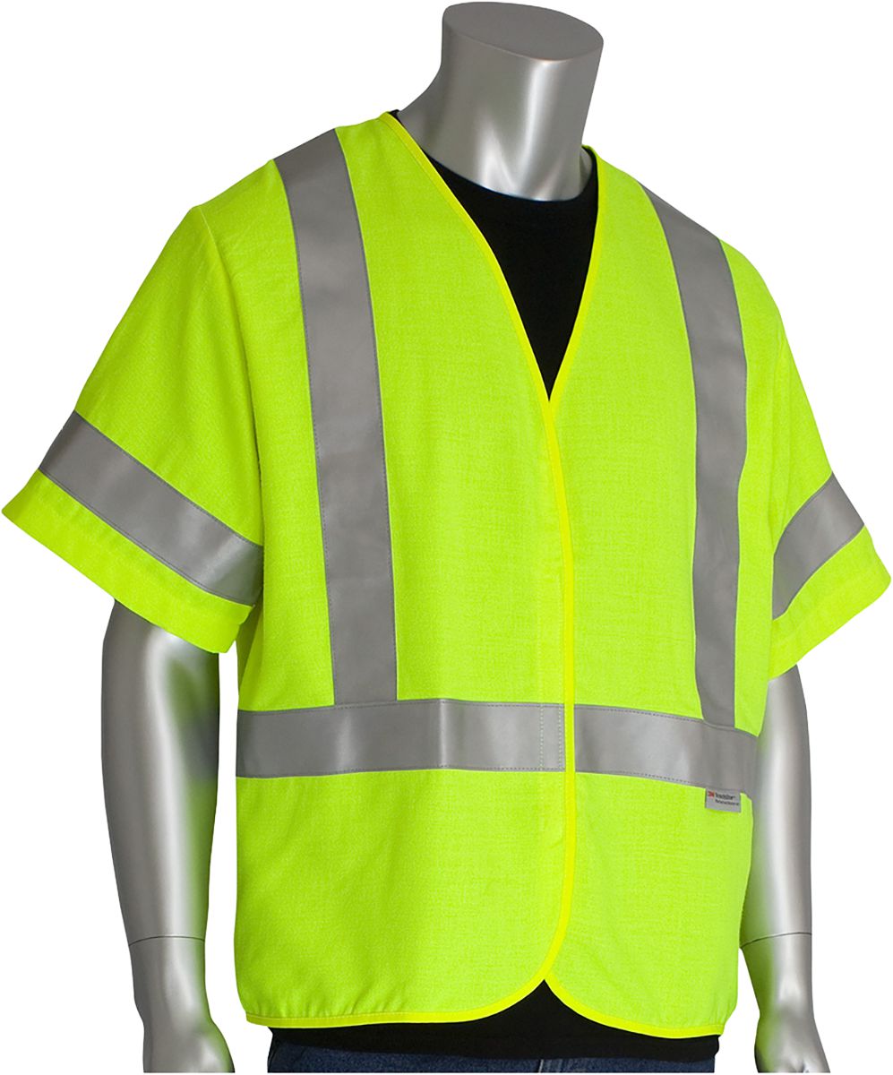 AR/FR Vest, Hi-Viz Yellow, 4X-Large, 6.5 Oz., Solid Westex DH, Class 3, Type R, HRC Level 2, Flame Resistant Vest