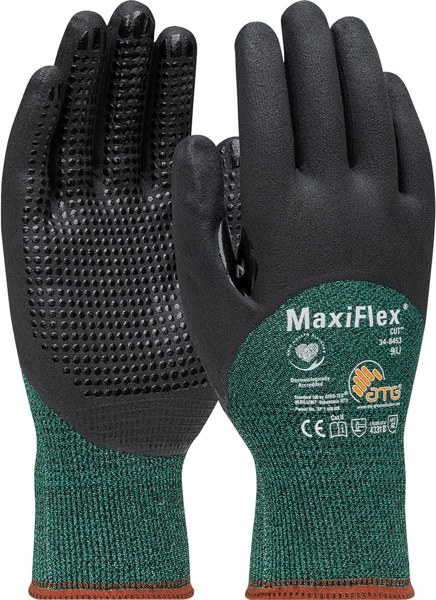 ATG® MaxiFlex® Cut™ Seamless Knit Glove, Green, Small, Engineered Yarn, 18-Gauge, Knit Wrist Cuff