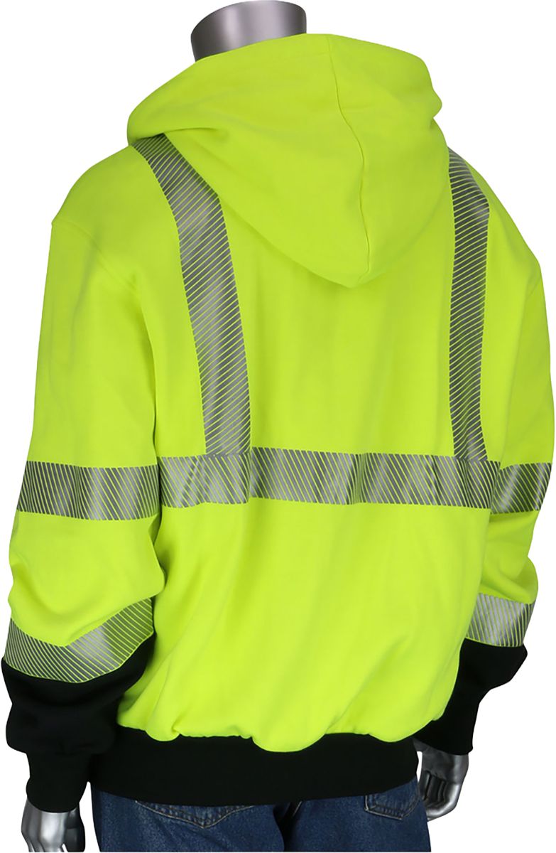 AR/FR Sweatshirt, Hi-Viz Yellow, 5X-Large, 11.2 Oz., Fleece, Black Bottom, Class 3, Type R