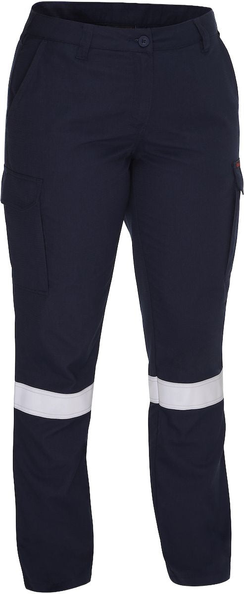 Bisley FR Women Taped Cargo Pant, Navy, 16 Short, Aramid Blend, Cotton, Modacrylic, 6-Pockets