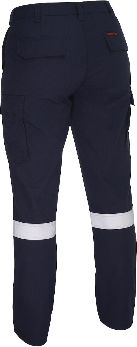 Bisley FR Women Taped Cargo Pant, Navy, 24 Short, Aramid Blend, Cotton, Modacrylic, 6-Pockets