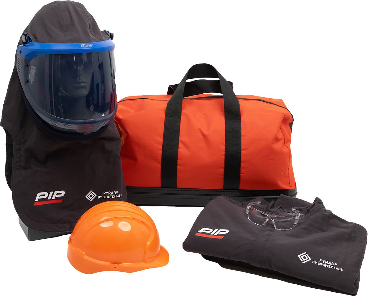 PYRAD® by GORE-TEX Labs® Arc Flash Kit, Gray, Medium, ATPV 40 cal/cm², PPE 4, Includes Jacket, Overall, Arc Hood, Hard Hat