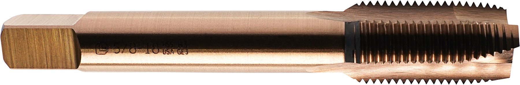 HSS Spiral Point Hand Tap 5/8-18, Spiral Point Hand Tap, High Speed Steel, 3 Flute, 5/8-18, 1-3/32