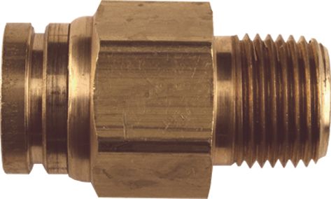 DOT Connector Male Brass 1/2 x 3/8-18, DOT Air Brake Push to Connect Connector, Male, Brass, 1/2 x 3/8-18, Tube x Pipe