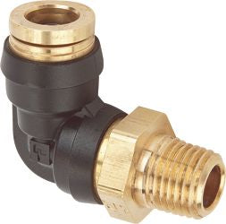DOT Elbow Male Nylon 1/4 x 3/8-18, DOT Air Brake Push to Connect Elbow, Male, Nylon, 1/4 x 3/8-18, Tube x Pipe