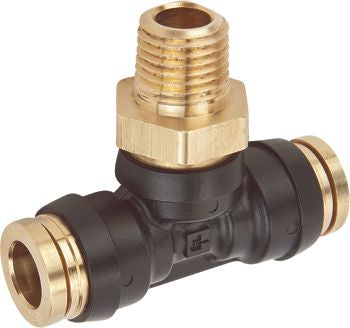 DOT Branch Tee Male 1/4 x 1/4 x 1/4-18, DOT Air Brake Push to Connect Branch Tee, Male, Nylon, 1/4 x 1/4 x 1/4-18