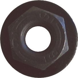 Metric Hex Nut with 16mm Free Spinning Washer, Steel, Black, M6-1 Thread Size, 11mm Across Flats