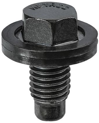 Drain Plug with Rubber Face for Ford Engines, M12-1.75 Thread, 15mm Hex, 21mm Length Under Head