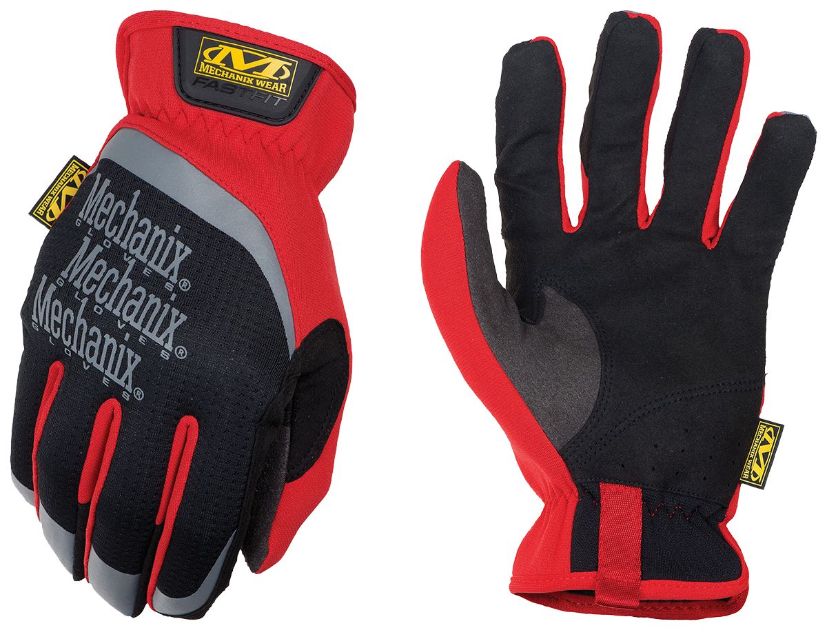 FastFit® Gloves- Red, X-Large, FastFit® Mechanic Style Gloves, Red, X-Large, Synthetic Leather