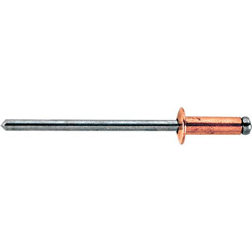 Open End Rivet Dome Head Copper 1/8 Steel Mandrel Grip 0.063 Pk 100 ...