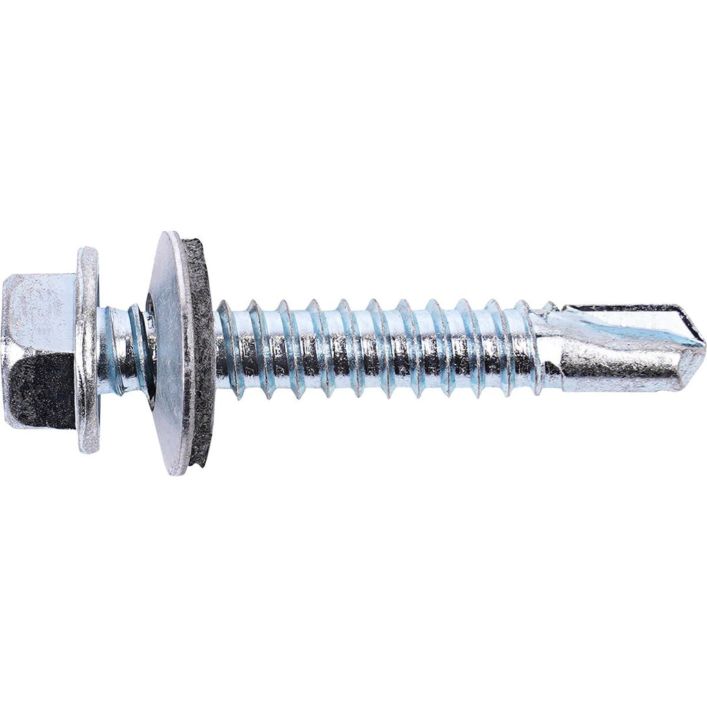 Self-Drilling Screw Hex Washer Rubber Washer Zinc Steel #10-16x1-1/4 In ...