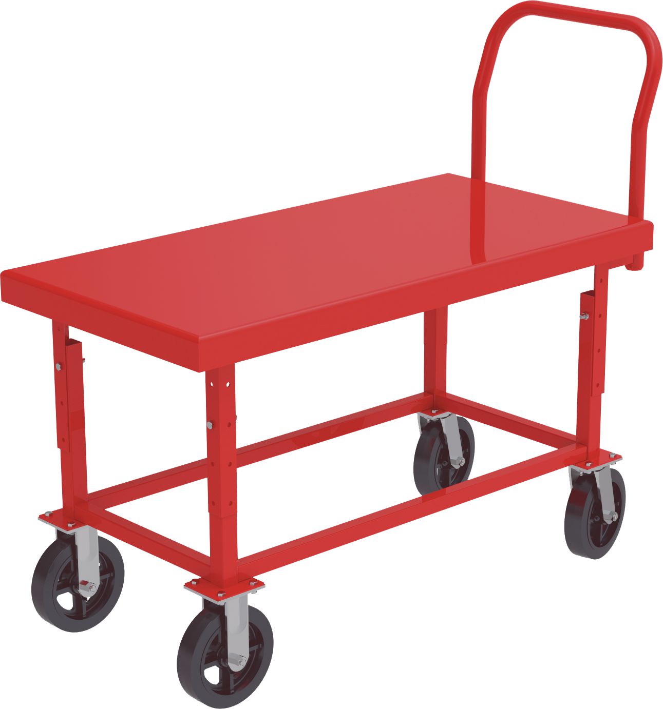 Platform Truck, Adjustable Work Height, HeavyDuty, 24" x 48" Wood Dec