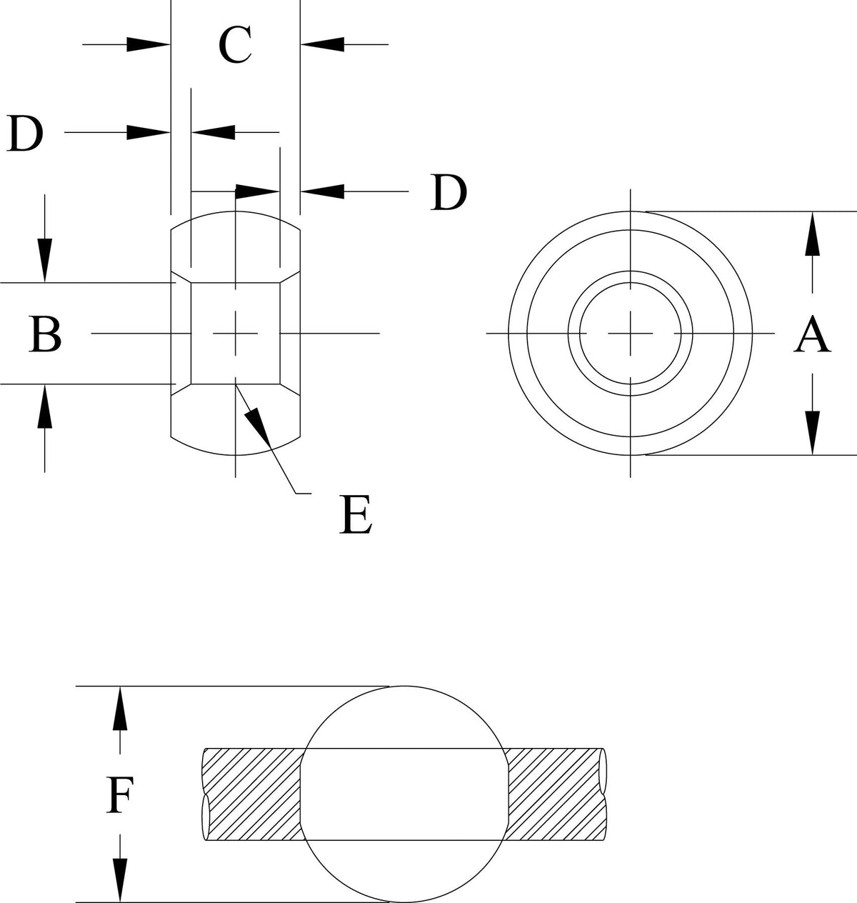 Ball Terminal Thread Wire Rope Terminal, Plain Ball, 1/16