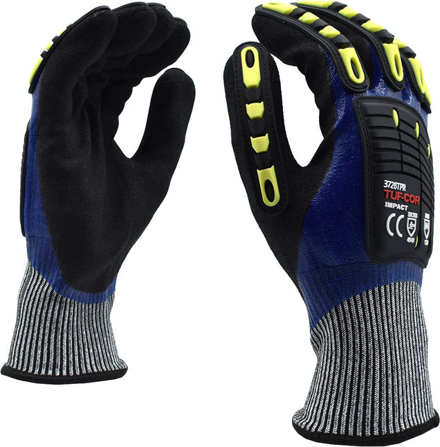 TUF-COR Impact Series Cut & Splash Resistance Gloves, Blue, Small, 13-Gauge, HPPE/Synthetic Fiber