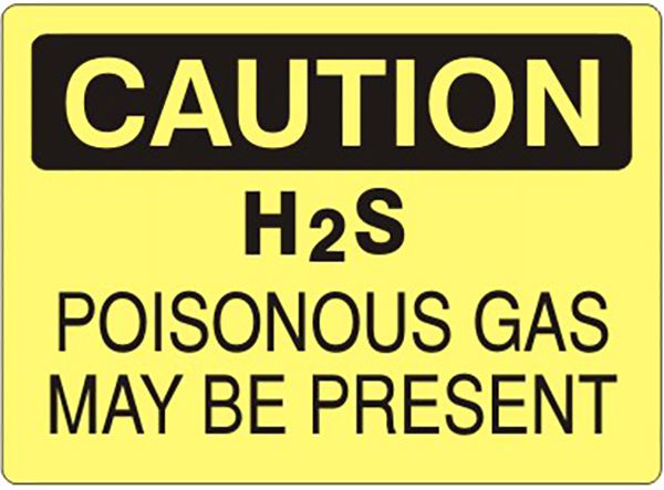 Caution H2S Poisonous Gas May Be Present Label, Adhesive Vinyl – Lawson ...