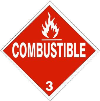 Combustible Flammable Liquid Hazard Class 3 DOT Placard With Flame Pic ...