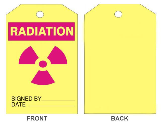 Radiation Tag With Radiation Picto, Blank Back, Laminated Tag Board ...