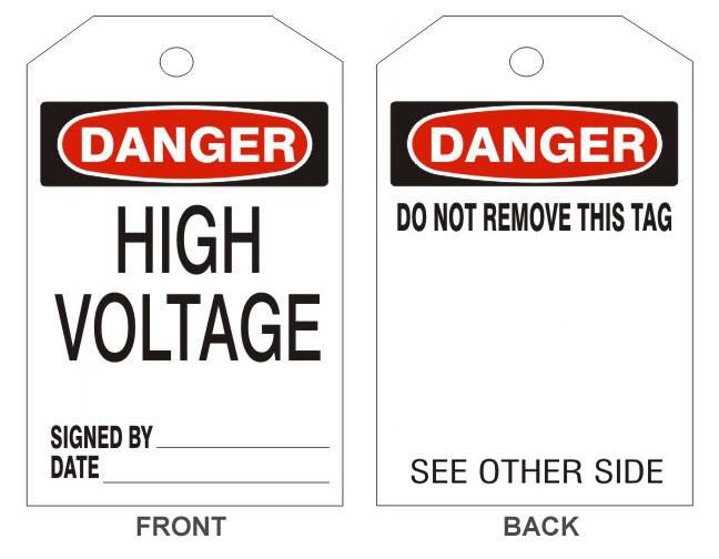 Danger "High Voltage", "Do Not Remove This Tag", Laminated Tag Board ...