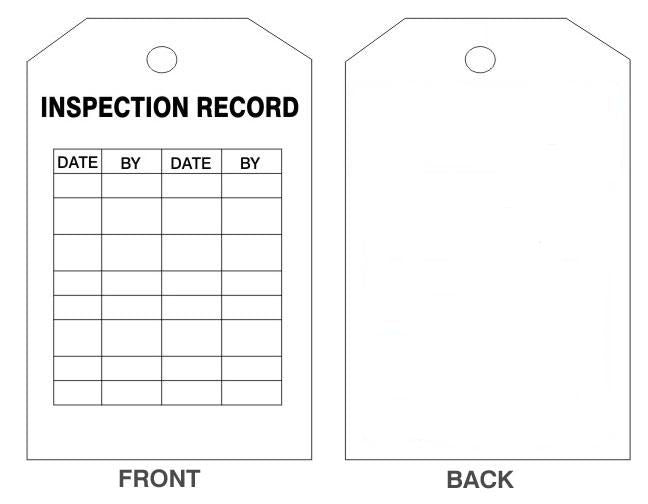 Inspection Record Tag, Blank Back, Laminated Tag Board – Lawson Products