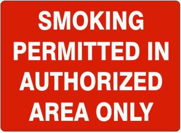 Smoking Permitted In Authorized Area Only Sign, Fiberglass – Lawson ...
