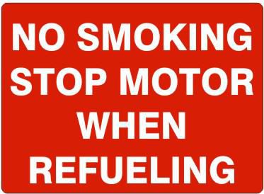 No Smoking Stop Motor When Refueling Label, Adhesive Vinyl – Lawson ...